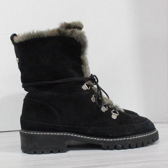 STUART WEITZMAN LUGE BLACK SUEDE, FUR LINED BOOTS! SIZE 4.5 - Picture 3 of 12